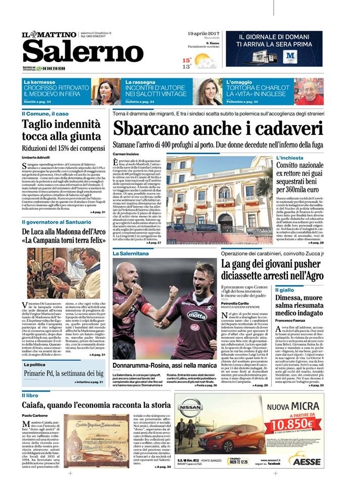 Rassegna Stampa: le prime pagine del 27 Aprile 