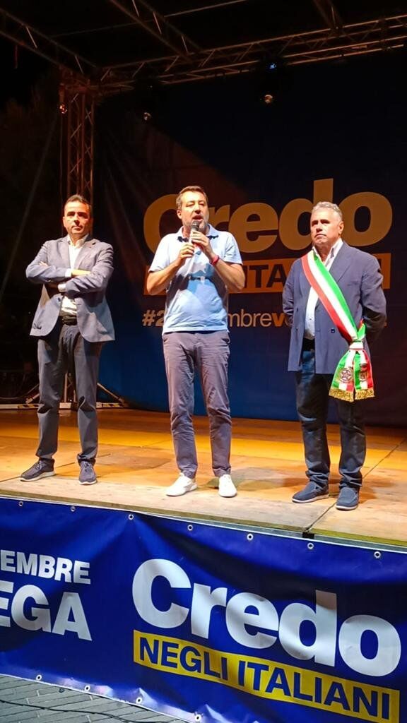 Matteo Salvini a Capitello con Francesco Giudice e Attilio Pierro