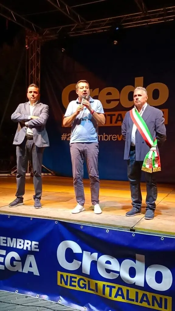 Matteo Salvini a Capitello con Francesco Giudice e Attilio Pierro