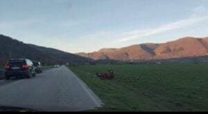 Incidente auto ribaltata