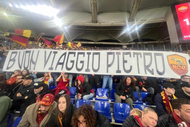 Striscione Pietro Spizzico Stadio Olimpico