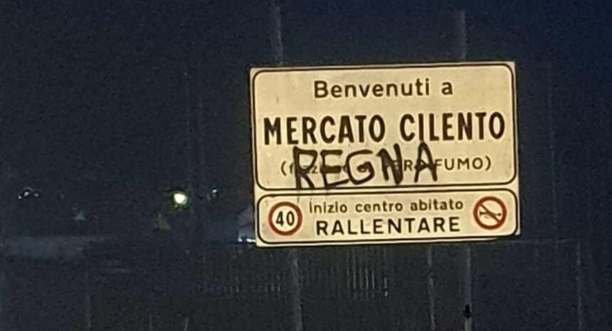 Mercato Cilento, cartello vandalizzato