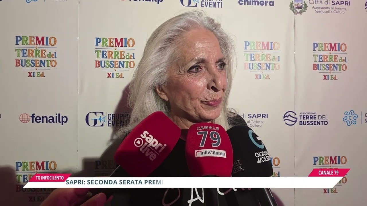 Piazza Regina Elena a Sapri con un parterre di ospiti di alto livello durante la serata del Premio Terre del Bussento