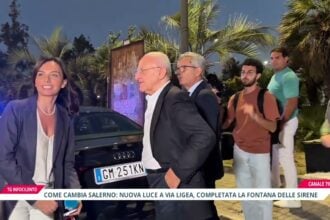 Riqualificazione Salerno, De Luca inaugura la rotatoria di via Ligea e la fontana delle Sirene