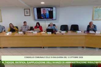 Consiglio comunale di Celle di Bulgheria del 12 Ottobre 2026