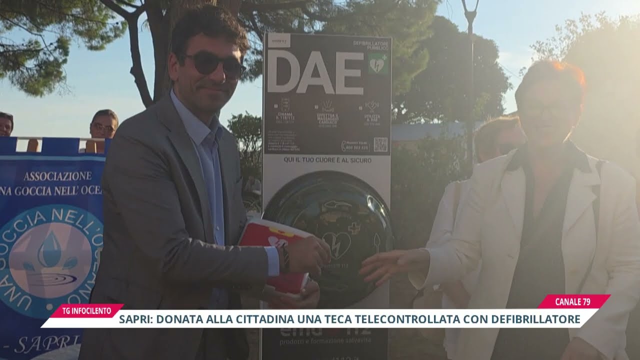 Sapri, donato defibrillatore nel ricordo di Biagio Arenare: il gesto di solidarietà